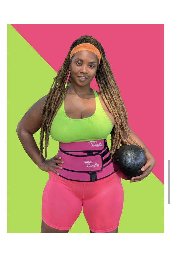 Pink double waist belt for women