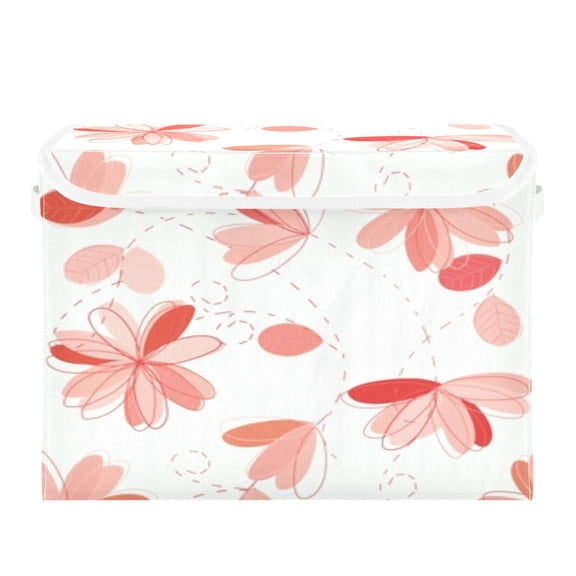 Pink floral seamless pattern Foldable Kids Toy Chest with Flip-Top Lid, Collapsible Fabric Toy Storage Organizer/Bin/Box/Basket/Trunk for Toddler