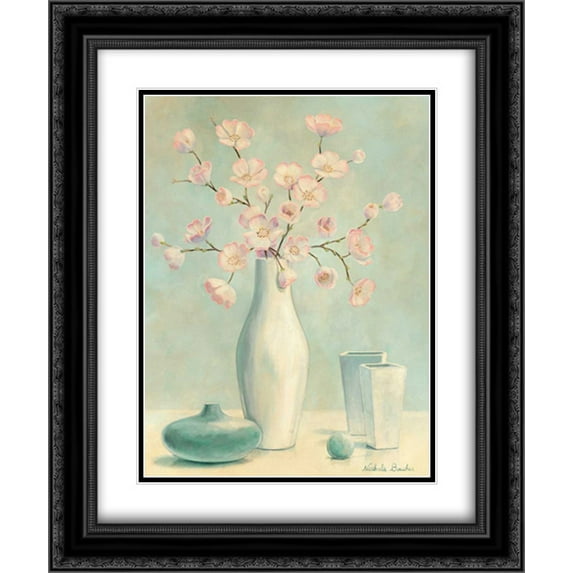 Pink flowers II 2x Matted 20x24 Black Ornate Framed Art Print by Boucher, Nathalie