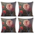 thumbnail image 1 of Pink flowers Linen toss pillowcase decoration pillowcase gifting preferred 20x20 inch cushion cover 4 sets sofa pillowcase sofa bedroom living room car, 1 of 6