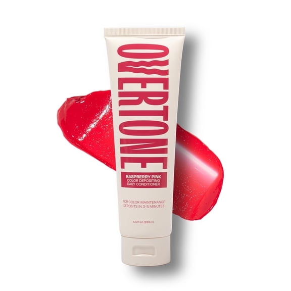 oVertone Daily Color Depositing Conditioner 4.5oz Temporary Hair Dye Conditioner with Shea Butter, Moisturizing Vegan & Cruelty-Free, For All Hair Types & Color-Treated Hair, Raspberry Pink