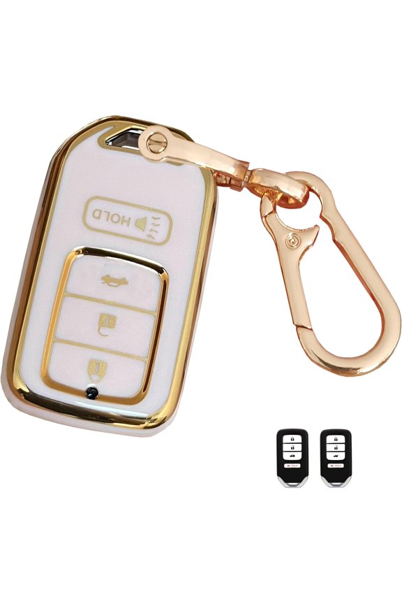 Pink for Honda Key Fob Cover Smart Key with Keychain Fits for Honda Accord Civic CRV Pilot Odyssey Passport Key Shell (4-Button)