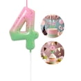 thumbnail image 1 of Pink, green, and gold number 4 candles and birthday candles are suitable for weddings, anniversaries, and birthday celebrations as number candle cake topper decorations., 1 of 7
