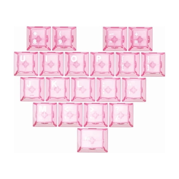 Pink heart-shaped transparent keycap
