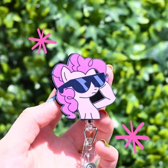 Pink horse Badge Reel, nurse, md, cna, healthcare