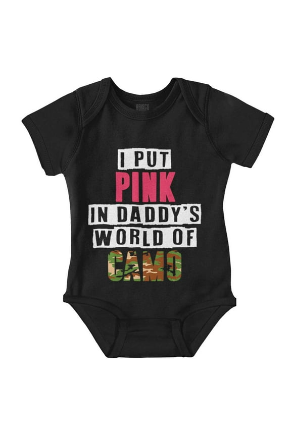Pink in Daddy's World of Camo Hunter Bodysuit Jumper Girls Infant Baby Brisco Brands 6M