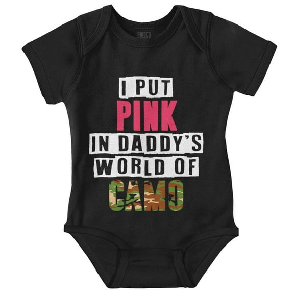 Pink in Daddy's World of Camo Hunter Bodysuit Jumper Girls Infant Baby Brisco Brands NB