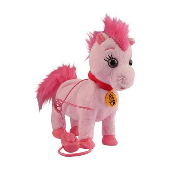Pink interactive Plush Pony Electronic toy, Remote Control Leash, Voice-Repeating, Singing & touch-Responsive Pet, Engaging Plaything for toddlers, Kids’ developmental Companion,