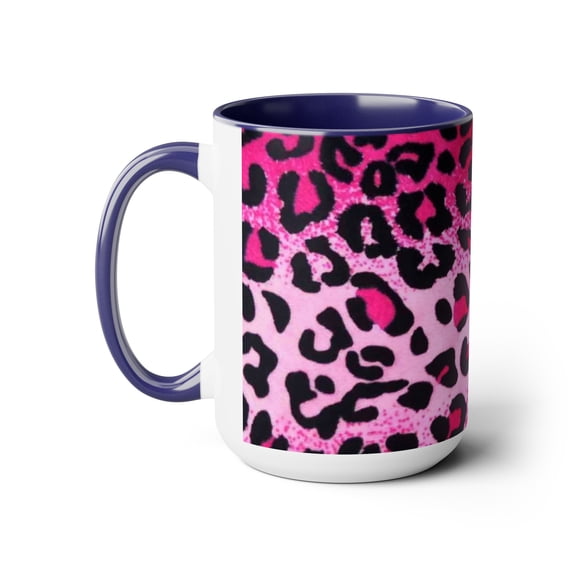 Pink leporad Two-Tone Coffee Mugs, 15oz
