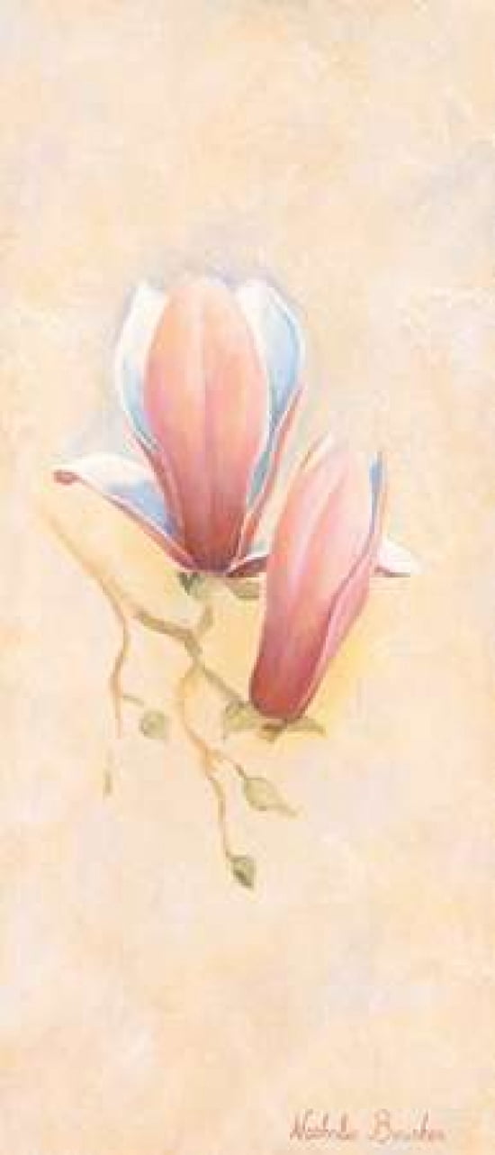 Pink magnolia 1-3 Canvas Art - Nathalie Boucher (10 x 20)