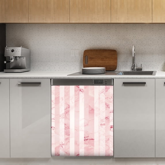 Pink marble striped pattern Dishwasher Magnet Cover Decorative Sticker for Home Cabinet Kitchen 23" x26"