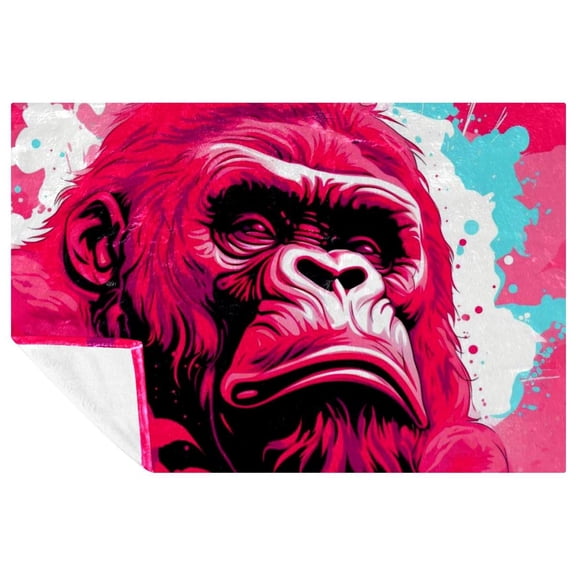 Pink monkey orangutan Blankets & Throws: Soft and Warm Microfiber Throw Blanket, Printed Lightweight Sofa, Bed, Couch, Office, Camping Blanket