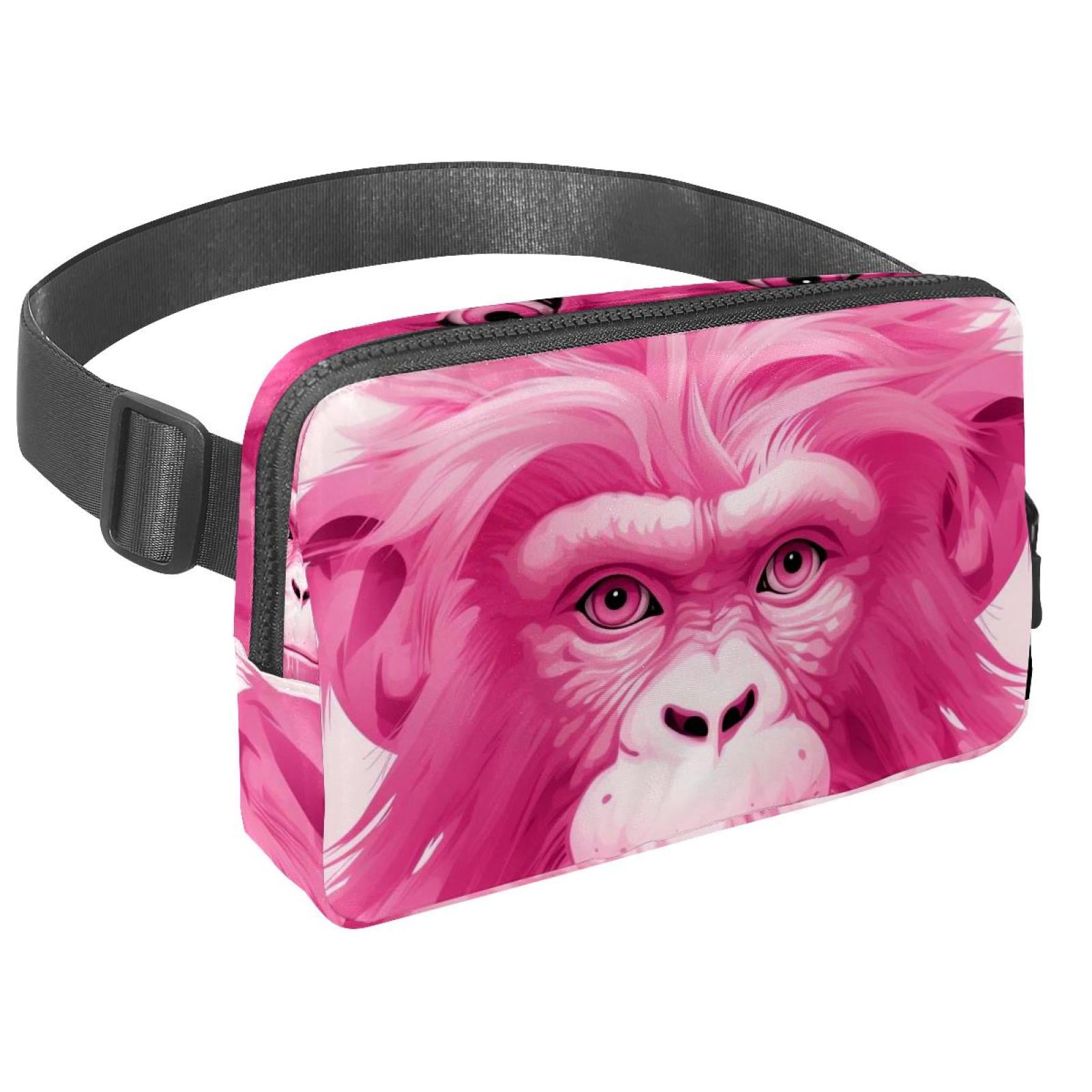 Pink monkey orangutan Lightweight Adjustable Crossbody Bag with Extension Strap - Unisex Fanny Pack