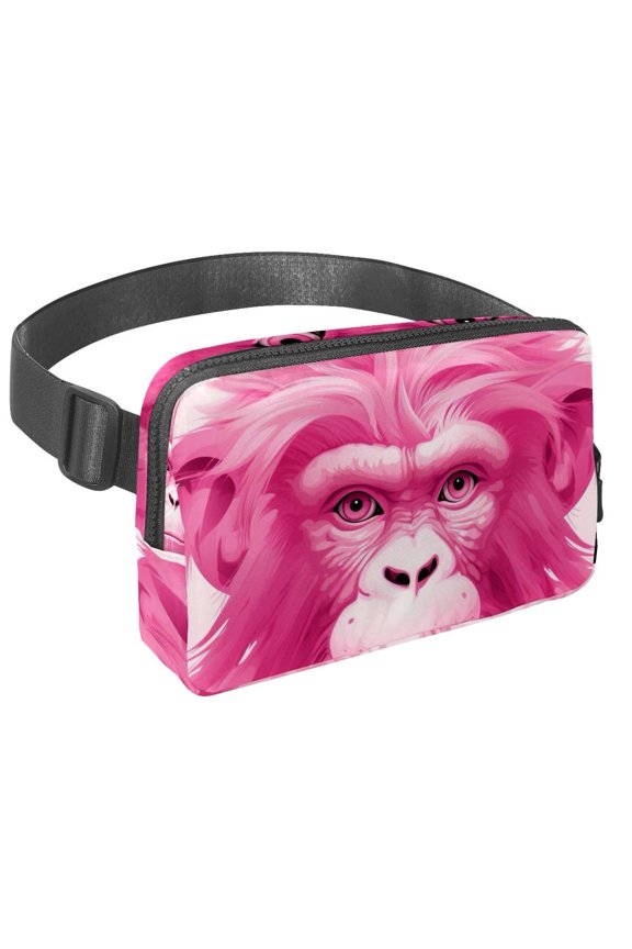 Pink monkey orangutan Lightweight Adjustable Crossbody Bag with Extension Strap - Unisex Fanny Pack