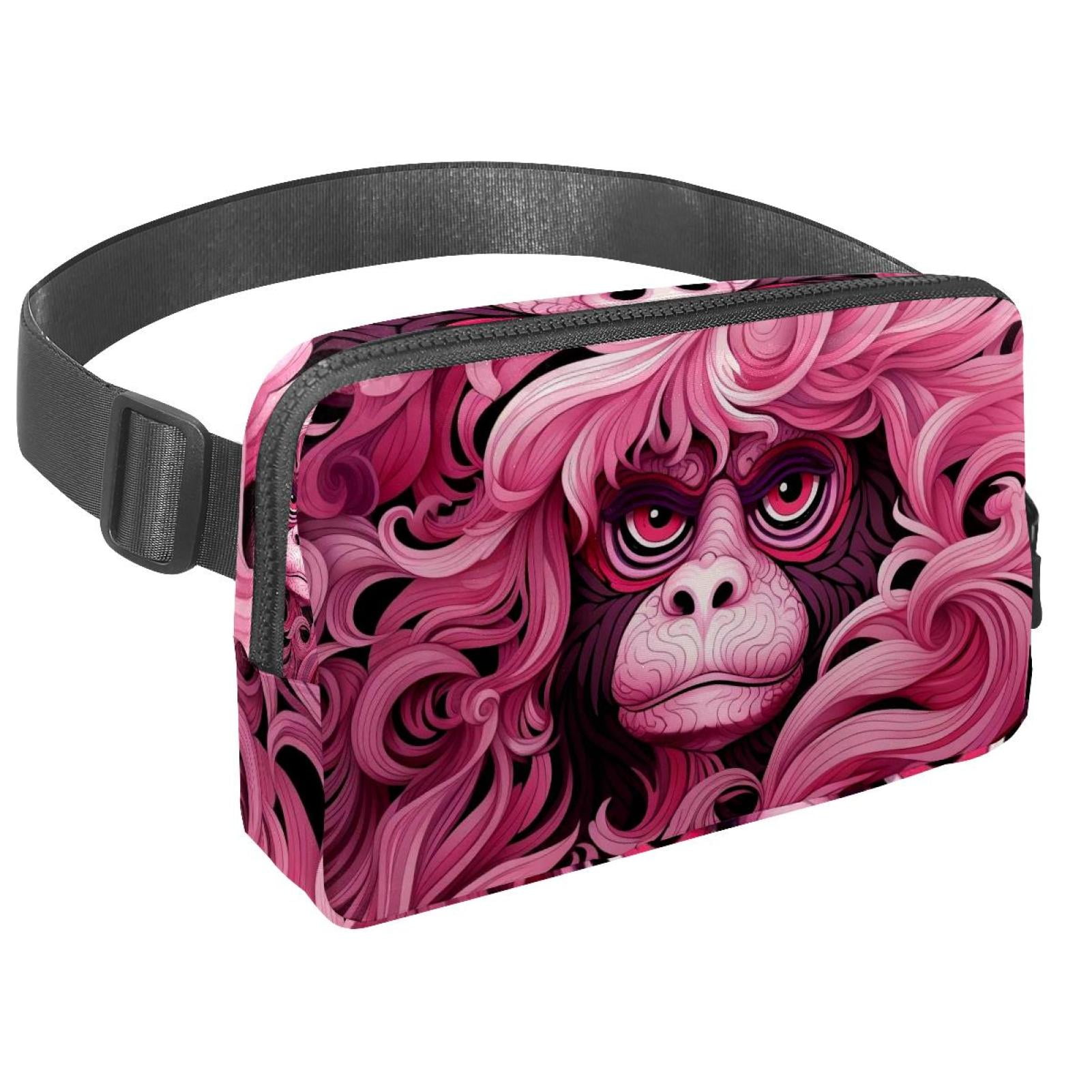 Pink monkey orangutan Lightweight Adjustable Running Belt with Extension Strap - Unisex Fanny Pack Belt Bag