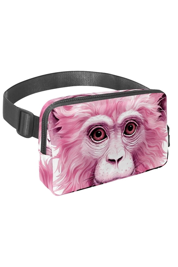 Pink monkey orangutan Lightweight Adjustable Waist Pack Cross Body Bag Money Belt with Extension Strap Unisex