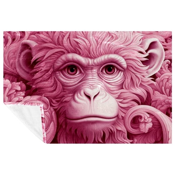 Pink monkey orangutan Soft and Warm Microfiber Throw Blanket - Printed Lightweight Blanket for Sofa, Bed, Couch, Office, and Camping - Ideal for Blankets & Throws
