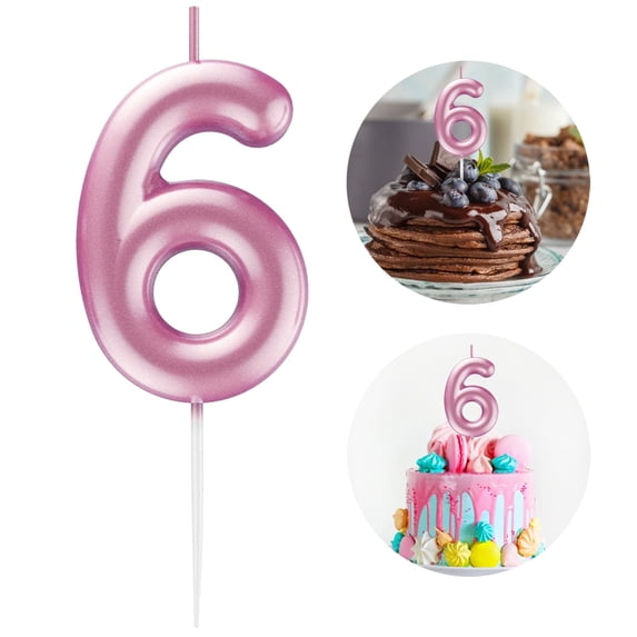 Pink number 6 candle, 6 birthday candle, Birthday Number Candles are suitable for weddings, anniversaries and birthday celebrations of digital candle cake topper decoration supplies.