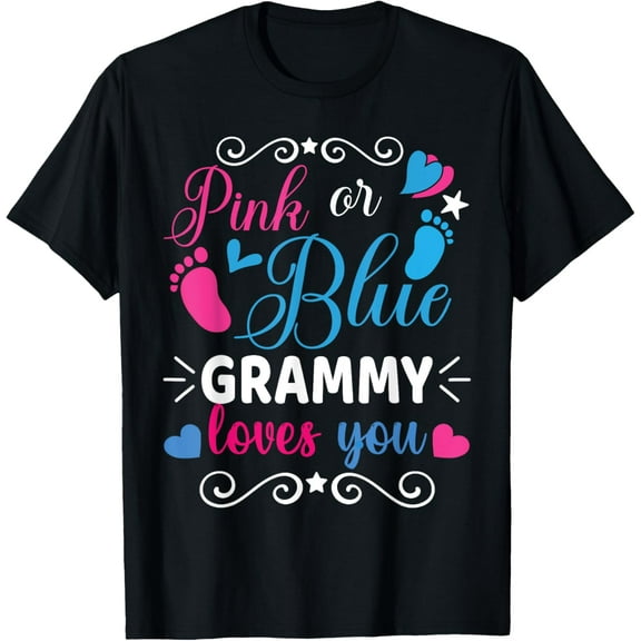 Pink or Blue Grammy Loves You Gender Reveal Party shower Tee T-Shirt