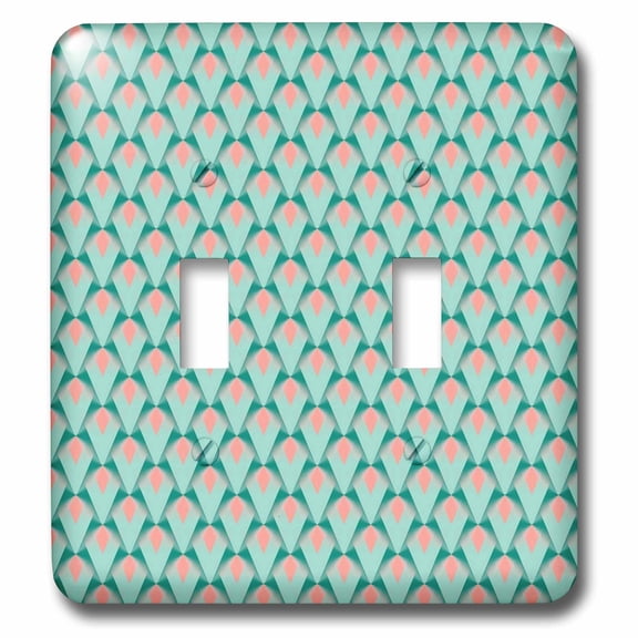 3dRose, Pink peach with yukka and green art deco repeating pattern, double toggle switch