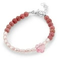 thumbnail image 1 of Pink rice pearl with mauve beads Swarovski pink&nbsp;flower newborn, toddler, infant, child&nbsp;bracelet (B2128-MV), 1 of 2
