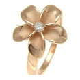 thumbnail image 1 of Pink rose gold plated 925 sterling silver 15mm Hawaiian plumeria flower ring cz size 8, 1 of 4