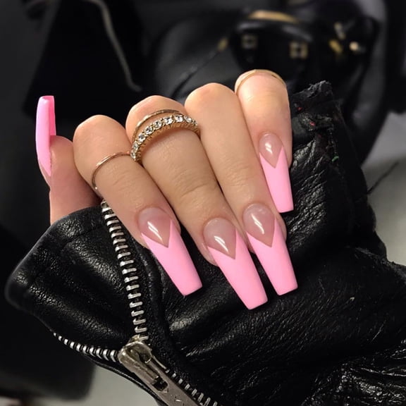 Pink small V French fake nail press on nail nail patch wear nail art finished fake nail removable