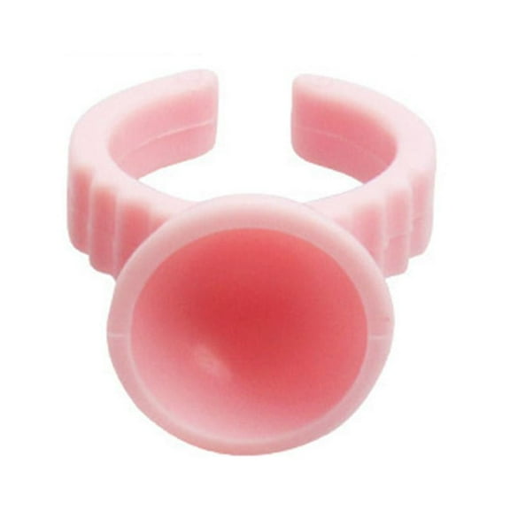 Pink small size without division, diameter 1.1cm (B)$New product eyelash glue cup grafted eyelash glue ring cup holder eyelash tattoo auxiliary tool 100 pieces per pack