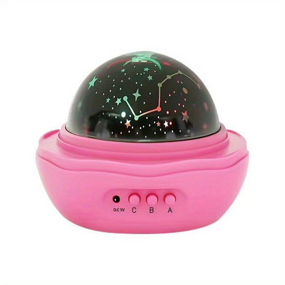Pink star and moon night light, 360° rotating projection - USB powered, adjustable brightness, modern space theme design, suitable for room decoration, Valentine's Day, birthdays, Halloween, Christma