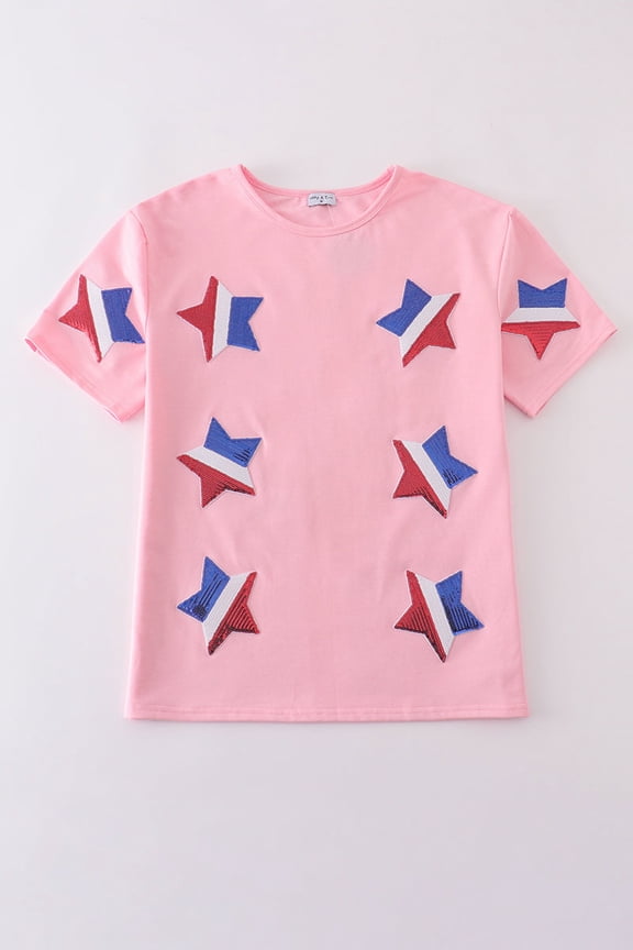 Pink star sequin mom&me top (2XL)