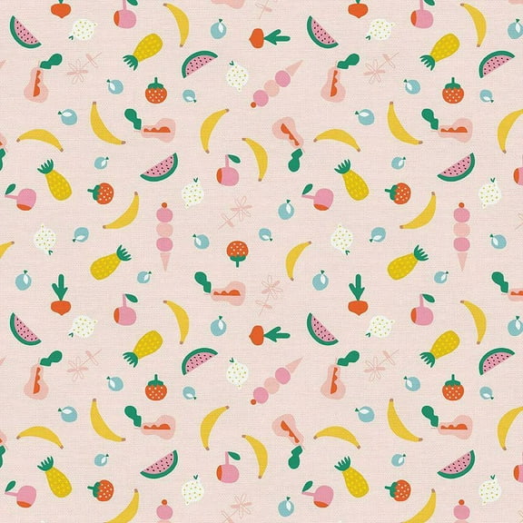 Pink summer fruit fabric - Fruit fabrics - Sold by the Quarter Yard
