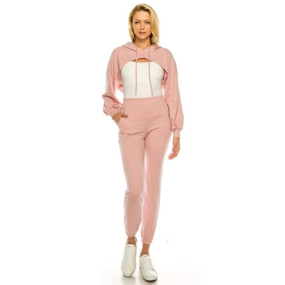 Pink super crop top and bottom set