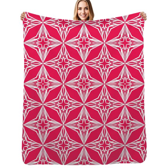 Pink white geometric pattern Flannel Blanket Warm Soft Bedding Throws Winter Camping Chair Sofa Bed