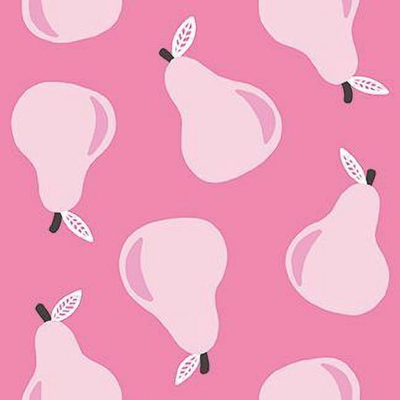 Pink white pears fruit fabric, Paintbrush Studio Fruity quilt cotton, Sold by the Quarter Yard