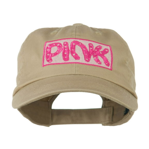 Pink with Border Background Embroidered Cap - Khaki OSFM
