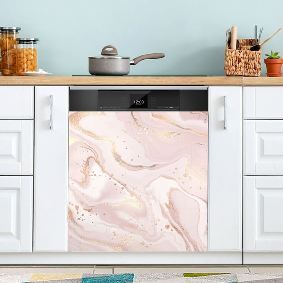 Pink with Glitter Dishwasher Magnet Cover Magnetic Dishwasher Door Refrigerator Sticker Home Decorative Art Kitchen Panel Decal 23x26 Inch