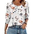 thumbnail image 1 of PinkBeautiM Women Blouses 3/4 Sleeve Dressy T Shirts Crew Neck Tunic Tops Fit Loose Casual Floral Shirts (S-XXL), 1 of 5