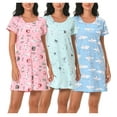 thumbnail image 1 of PinkBeautiM 3 Pack Nightgowns for Women Cotton Casual Sleepshirts Short Sleeve Soft Sleepwear, 1 of 6