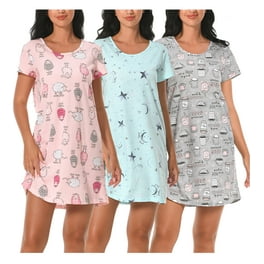 JWD Womens Soft Sleepshirt Short Sleeve Nightgown with Pleats Casual Loungewear Scoopneck Nightshirt Walmart