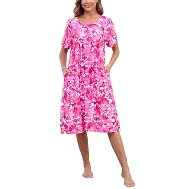 PinkBeautiM House Dresses for Women Plus Size Henley Mumu Nightgown Midi Lounge Dresses with Pockets