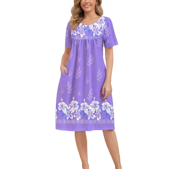 PinkBeautiM Nightgown for Women Button Short Sleeve House Dresses with Pockets