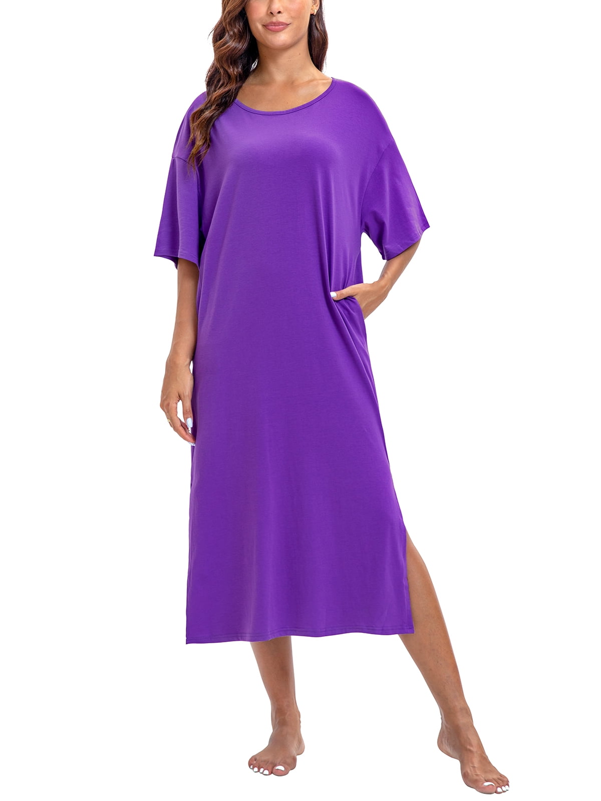 Off-Shoulder Lounge Kleid - Batwing Ärmel Maxi Kleid In Verschiedenen Farben