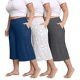 thumbnail image 1 of FEREMO Women Plus Size Pajama Pant Capri Printed Sleep Pant with Pockets 3-Pack, 1 of 9