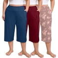 thumbnail image 1 of FEREMO Women Plus Size Pajama Pant Capri Printed Sleep Pant with Pockets 3-Pack, 1 of 9