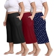thumbnail image 1 of FEREMO Plus Size Pajama Pants for Women Wide Leg Lounge Pants with Pockets High Waisted Sleepwear Bottoms 3 Pack, 1X-5X, 1 of 9