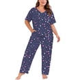 thumbnail image 1 of PinkBeautiM Women Plus Size Pajamas Set V Neck Prints Pjs Sleepwear with Pockets, 1 of 6