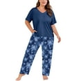 thumbnail image 1 of PinkBeautiM Women Plus Size Pajamas Set V Neck Prints Pjs Sleepwear with Pockets, 1 of 6