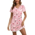 thumbnail image 1 of PinkBeautiM Womens Nightgown Printed Nightshirt Lace Trim Pajamas Dress with Pocket, 1 of 5