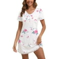 thumbnail image 1 of PinkBeautiM Womens Nightgown Printed Nightshirt Lace Trim Pajamas Dress with Pocket, 1 of 5