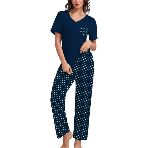 PinkBeautiM Women's Pajama Sets 2 Piece Short Sleeve Shirts and Long Pants Pjs Sleepwear